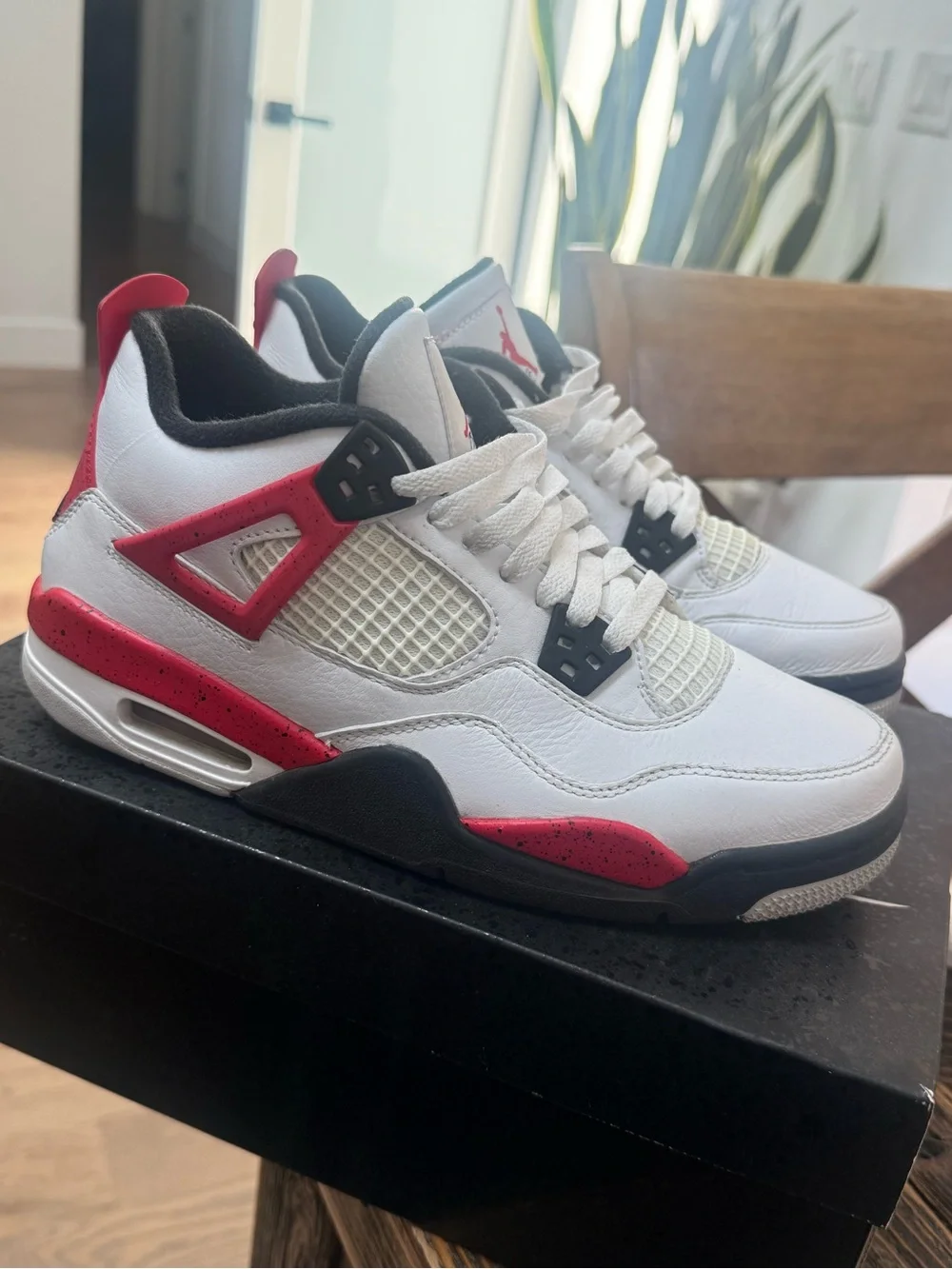 Jordan Men’s White and Red Retro Basketball Sneakers